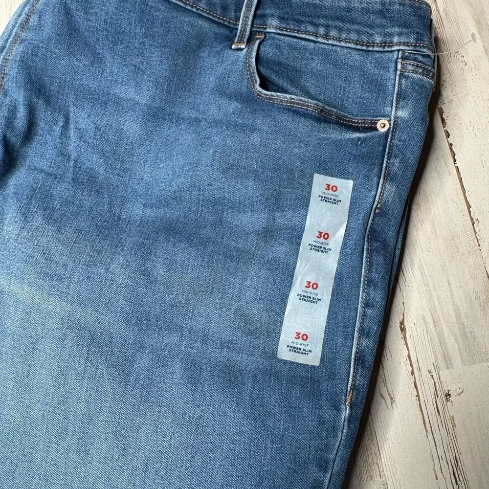 Old Navy Women's Jeans Plus Size 30 Power Slim Straight Mid Rise Medium Wash - Picture 3 of 14